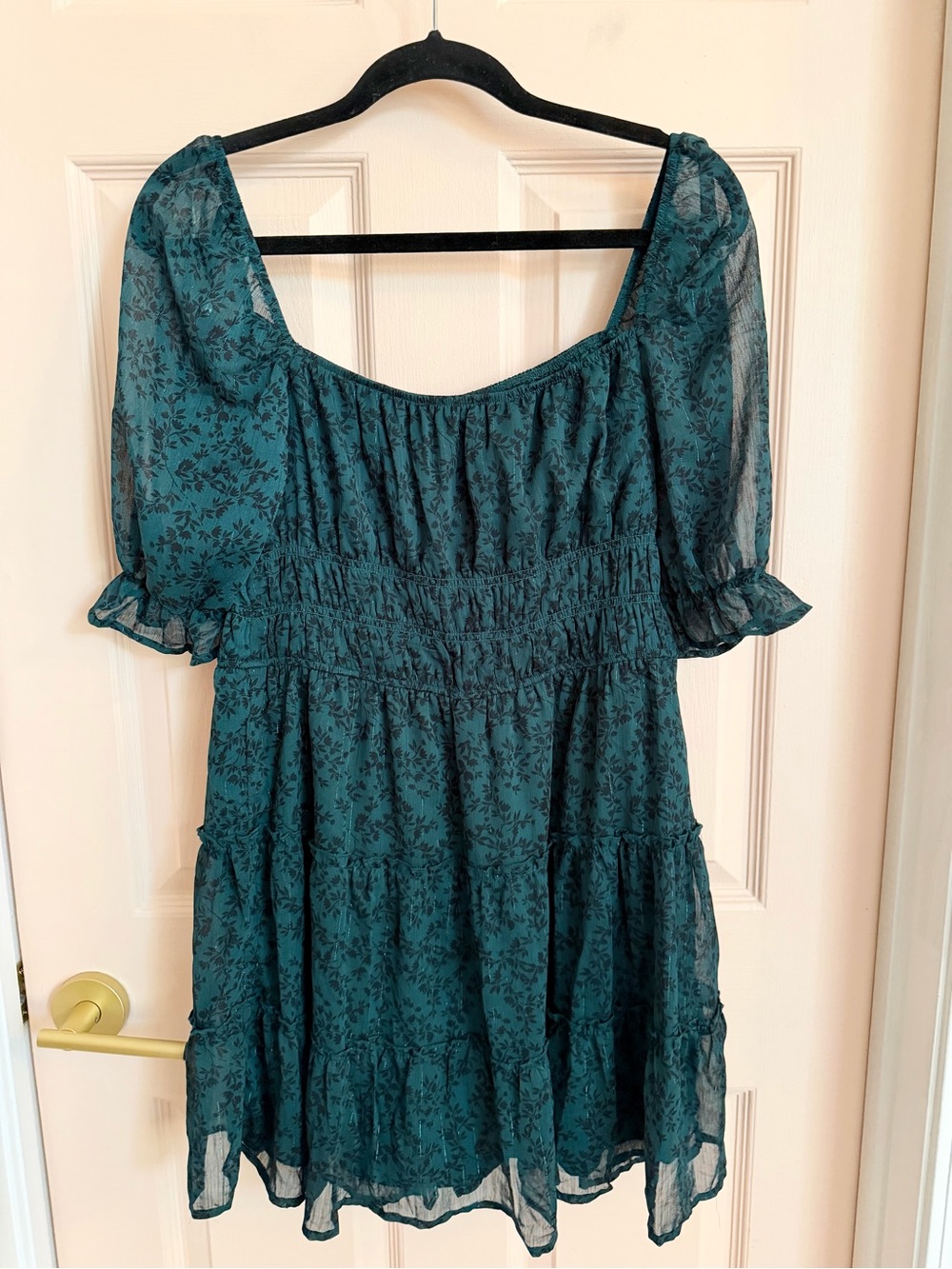 Green floral Row a dress